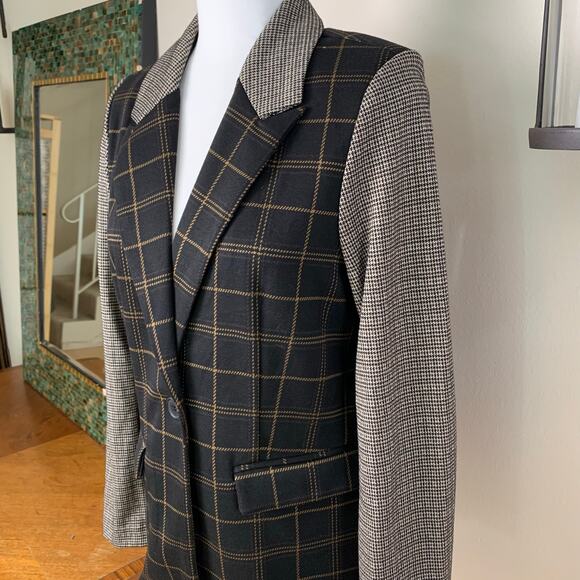 NEW B.young Size 36 US M Long Blazer Jacket Check Mix Black Preppy Soft Stretchy - Picture 4 of 12